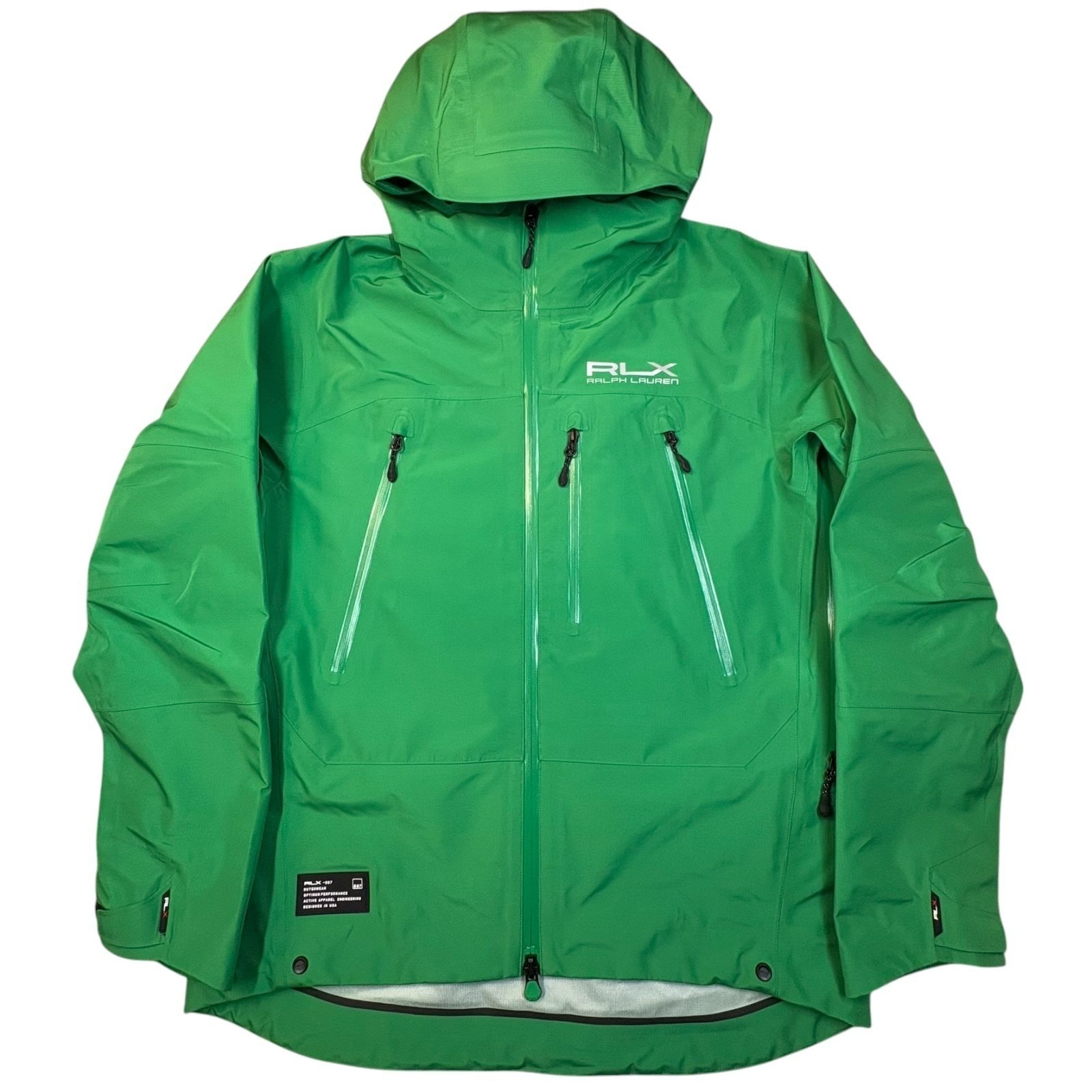 Ralph Lauren Rlx Hooded Waterproof Jacket Mens M Green Taped Seams Rl-67 Nwt